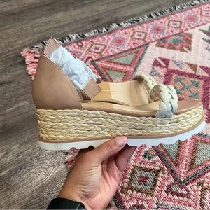 Dolce Vita Platform Heel Textured Sandals, Brown/White